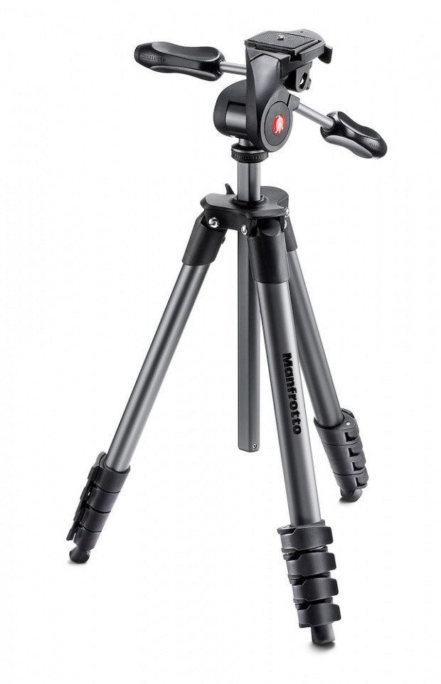 Штатив Manfrotto Compact Advanced , с встроенной 3D головой, чёрный (MKCOMPACTADV-BK) - фото 1